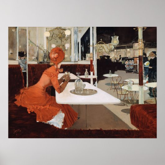 Lungren im Café Malerei Poster (Vorne)