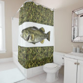 Lunker Largemouth Bass Fischen Grüne Camouflage Duschvorhang (Beispiel)