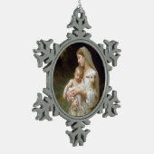 L'Unschuld Mary and Jesus Custom Text Year Schneeflocken Zinn-Ornament (Links)