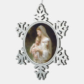 L'Unschuld Mary and Jesus Custom Text Year Schneeflocken Zinn-Ornament (Rechts)