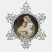 L'Unschuld Mary and Jesus Custom Text Year Schneeflocken Zinn-Ornament (Vorderseite)