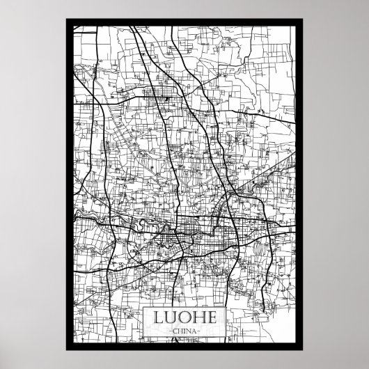 Luohe China Stadtplan Poster (Vorne)