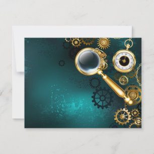 Lupe im Steampunk-Stil Feiertagskarte