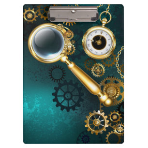 Lupe im Steampunk-Stil Klemmbrett