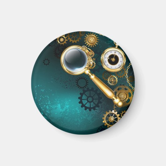Lupe im Steampunk-Stil Magnet (Vorne)
