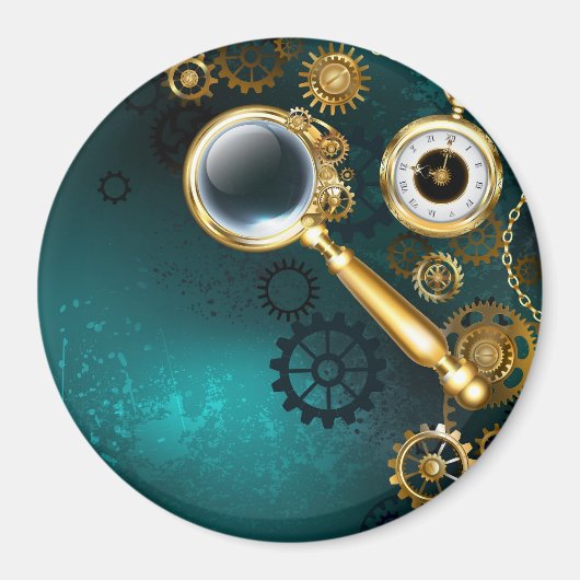 Lupe im Steampunk-Stil Magnet (Vorne)