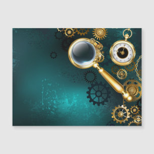 Lupe im Steampunk-Stil Magneteinladung