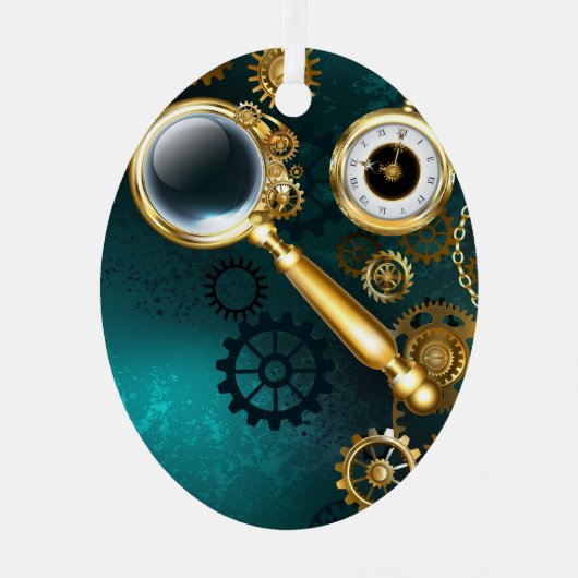 Lupe im Steampunk-Stil Ornament Aus Metall (Vorderseite)