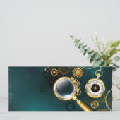 Lupe im Steampunk-Stil Save The Date (Stehend Vorderseite)