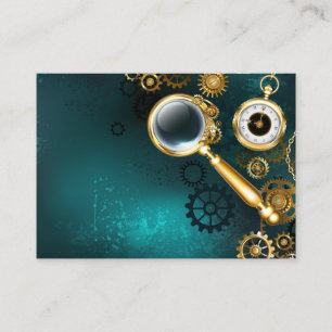 Lupe im Steampunk-Stil Telefonnummerkarte