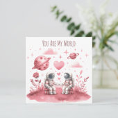 Lupercalia Astronaut Space Love Valentine Feiertagskarte (Stehend Vorderseite)