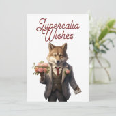 Lupercalia Hübscher Wolf Valentinstag Feiertagskarte (Stehend Vorderseite)