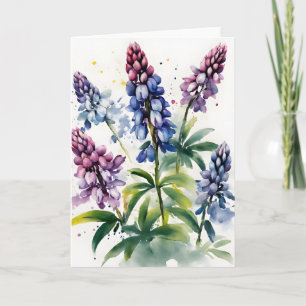 Lupin - Aquarellblumen Karte