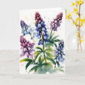 Lupin - Aquarellblumen Karte (Gelbe Blume)