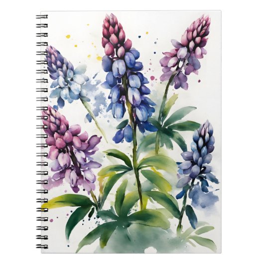 Lupin - Aquarellblumen Notizblock (Vorderseite)