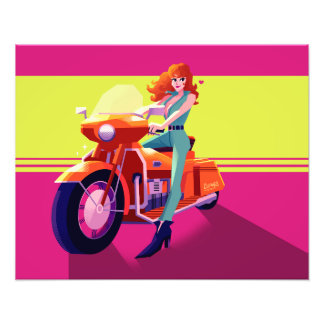 Lupin III the third Fujiko bike print Fotodruck