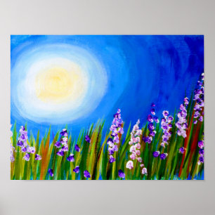 Lupine auf einer Graswiese Poster