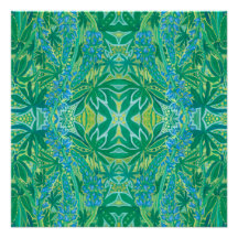 Lupine Blume Bohemisch Arabesque Muster Green