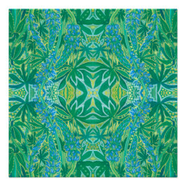 Lupine Blume Bohemisch Arabesque Muster Green Poster