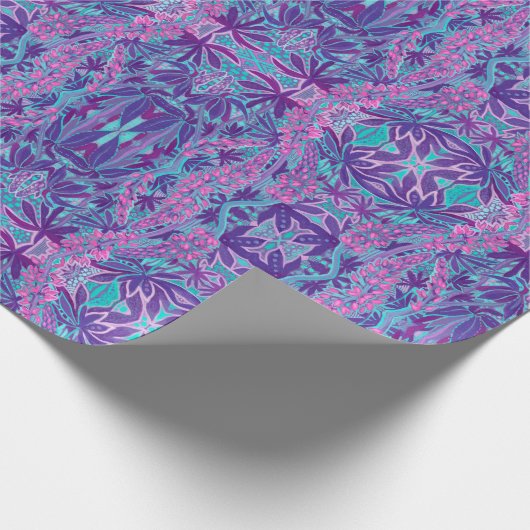Lupine Blume Bohemisch Arabesque Muster Violet Geschenkpapier (Ecke)
