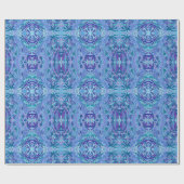 Lupine Blume Bohemisch Boho Arabesque Muster Blau Geschenkpapier (Flach)