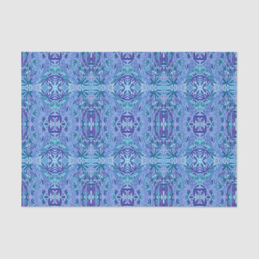 Lupine Blume Bohemisch Boho Arabesque Muster Blau Seidenpapier (Vorderseite)