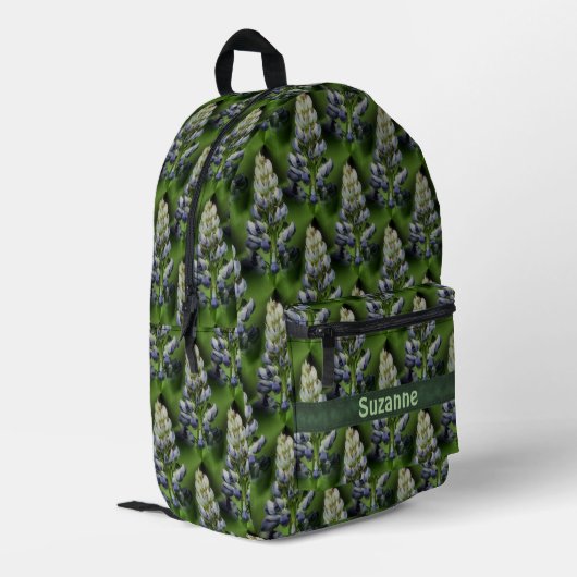 Lupine Blume Naturmuster Personalisiert Bedruckter Rucksack (Rückseitige Ecke links)