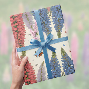 Lupine Blume Schmetterlinge Vintages Blumendesign Geschenkpapier