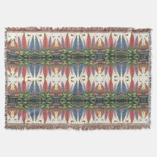 Lupine Blume Schmetterlinge Vintages Blumenmuster Decke (Vorderseite)