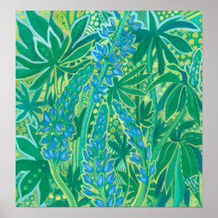 Lupine-Blume, Sommer-Wildblumen Blumenbemalung Poster