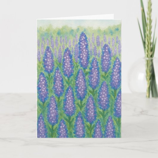 Lupine Field Watercolor Blank Gruß Karte (Vorderseite)