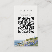 Lupine Maine Coast Leuchtturm Hochzeits QR RSVP Ka