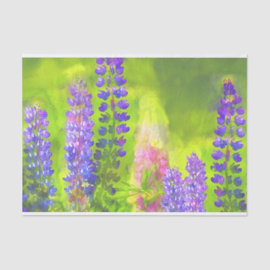 Lupine Malerei Original Wildblume Kunst Seidenpapier (Vorderseite)
