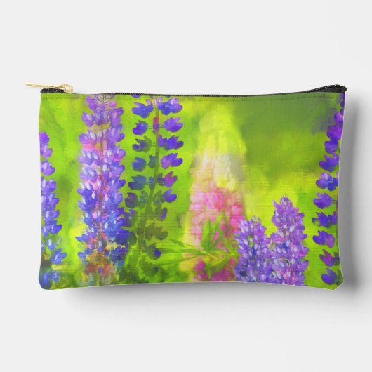 Lupine Malerei Original Wildblume Kunst Zubehörtasche (Vorderseite)