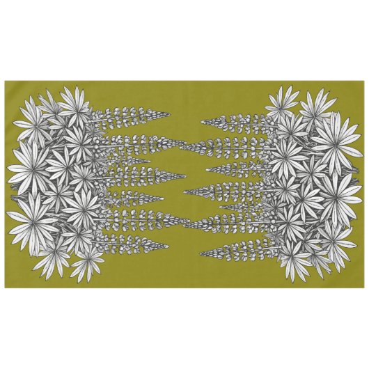 Lupine Mustard Yellow Botanical Tablecloth Tischdecke (Vorderseite (Horizontal))