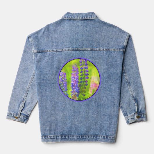 Lupine Painting - Originelle Blume Kunst Jeansjacke (Rückseite)