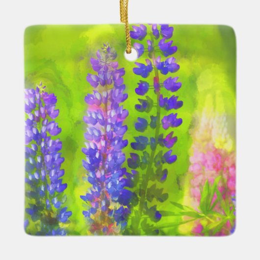 Lupine Painting - Originelle Blume Kunst Keramikornament (Vorderseite)