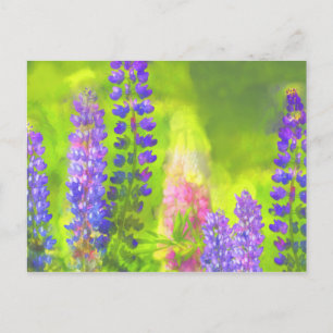 Lupine Painting - Originelle Blume Kunst Postkarte