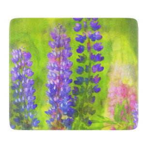 Lupine Painting - Originelle Blume Kunst Schneidebrett