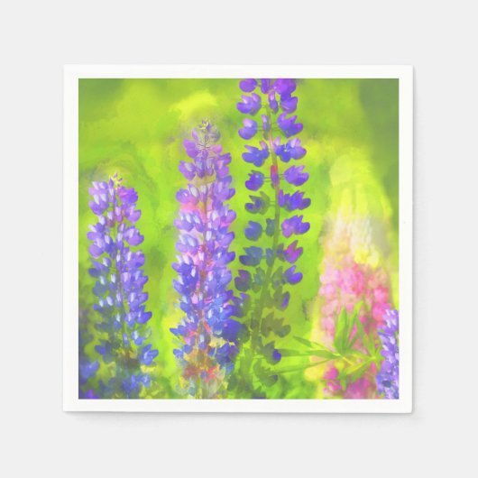 Lupine Painting - Originelle Blume Kunst Serviette (Vorderseite)