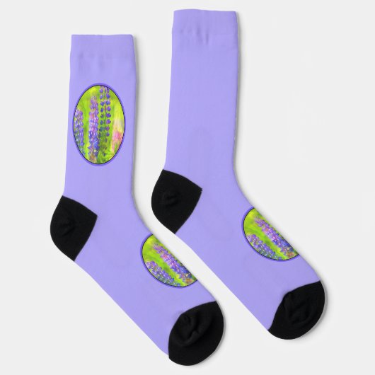Lupine Painting - Originelle Blume Kunst Socken (Rechts)