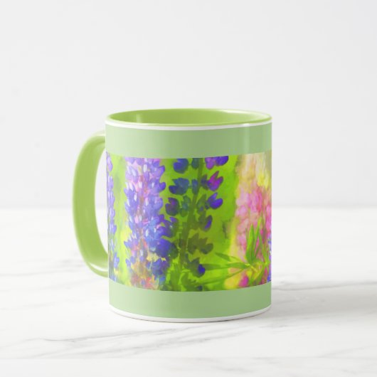 Lupine Painting - Originelle Blume Kunst Tasse (Vorderseite Links)