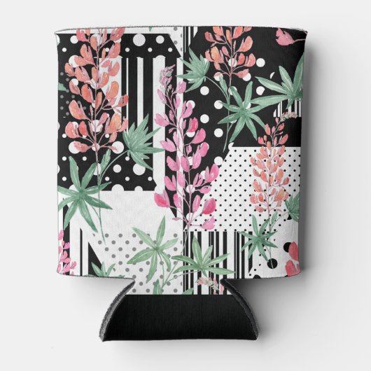 Lupinen auf schwarz-weißem Hintergrund Dosenkühler (Vorderseite)