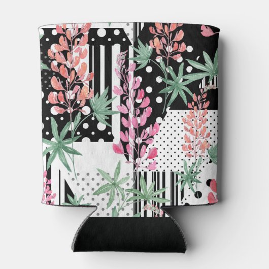 Lupinen auf schwarz-weißem Hintergrund Dosenkühler (Rückseite)