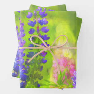 Lupinen Gemälde Original Wildblumen Kunst Geschenkpapier Set