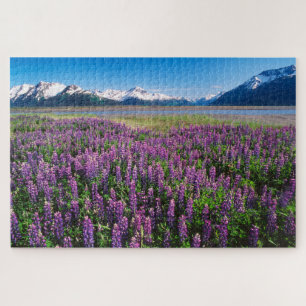 Lupinen in Bloom   Kenai Mountains, Alaska Puzzle
