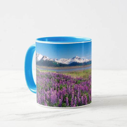 Lupinen in Bloom | Kenai Mountains, Alaska Tasse (Vorderseite Links)