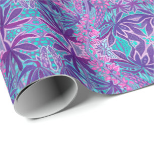Lupinenblüten Bohemian Arabesken-Muster Violett Geschenkpapier