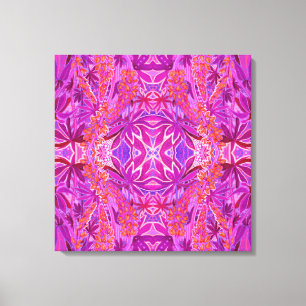 Lupinenblüten-Boho-Arabesken-Muster Rosa Leinwanddruck
