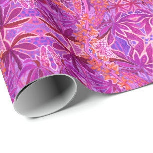 Lupinenblüten-Boho-Arabeskenmuster Rosa Geschenkpapier